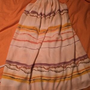 Women Mini Dress Size L Nine West Squareneck Trapeze tropical Vaca Summer